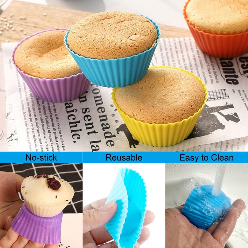 Prefer Green Baking Cups 24 Pack, Multi-color Reusable Silicone Cupcake Liners, Non-stick and Flexible Muffin Pans for Baking, Easy To Clean Cupcake Molds - Image 5
