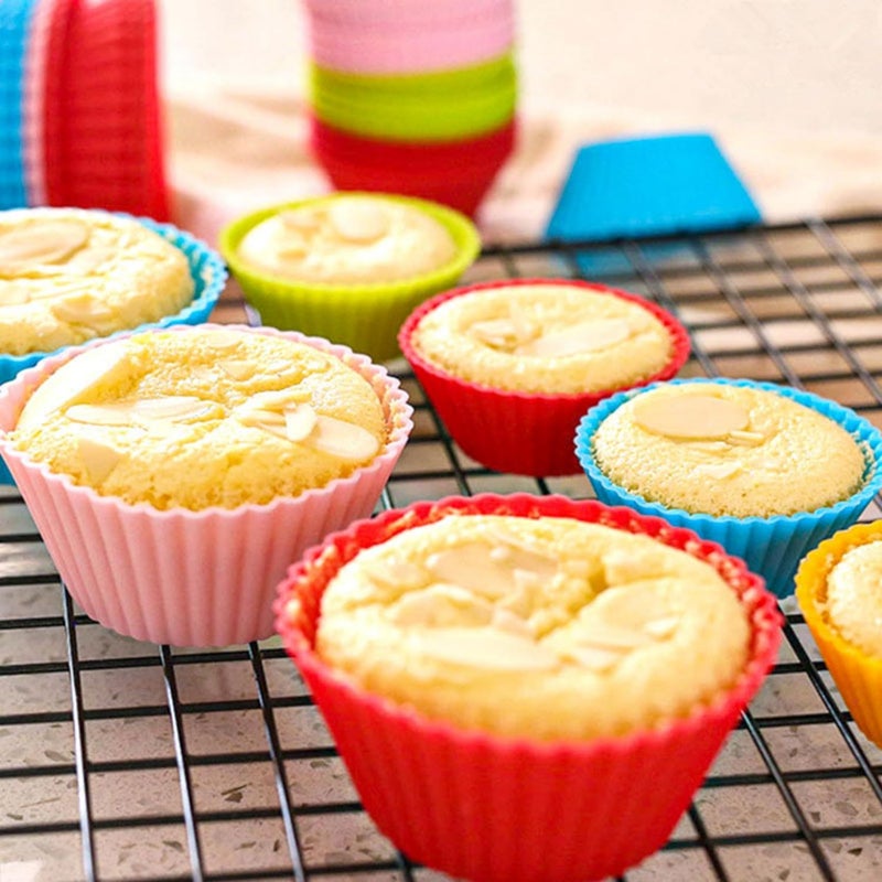 Prefer Green Baking Cups 24 Pack, Multi-color Reusable Silicone Cupcake Liners, Non-stick and Flexible Muffin Pans for Baking, Easy To Clean Cupcake Molds - Image 4