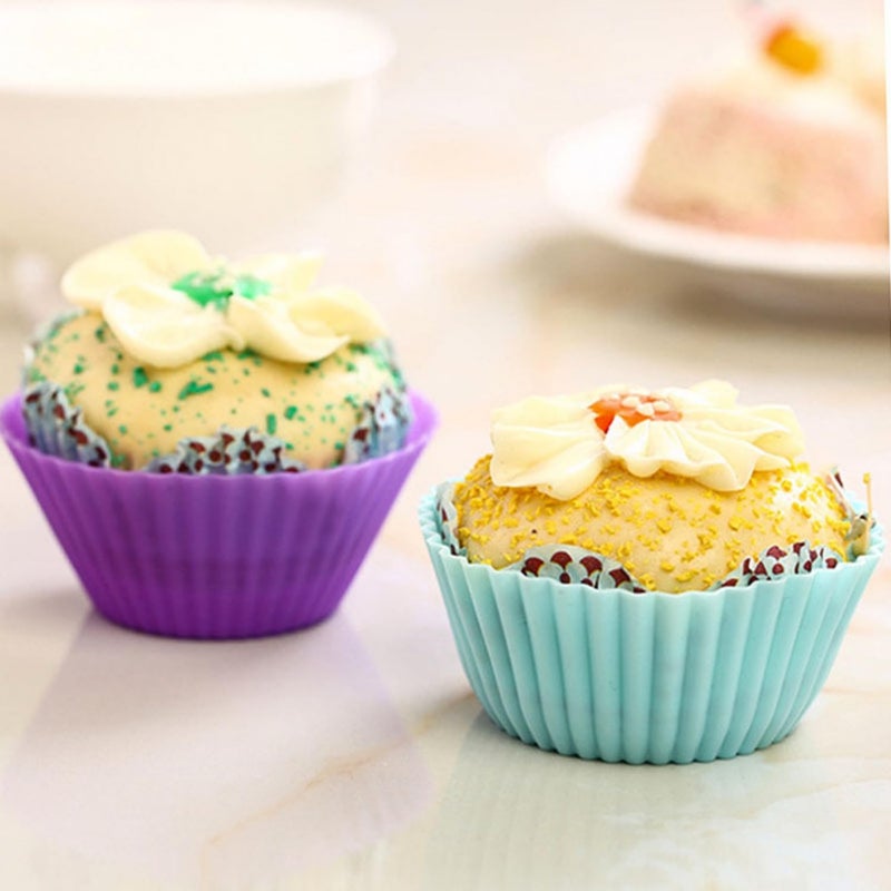 Prefer Green Baking Cups 24 Pack, Multi-color Reusable Silicone Cupcake Liners, Non-stick and Flexible Muffin Pans for Baking, Easy To Clean Cupcake Molds - Image 3
