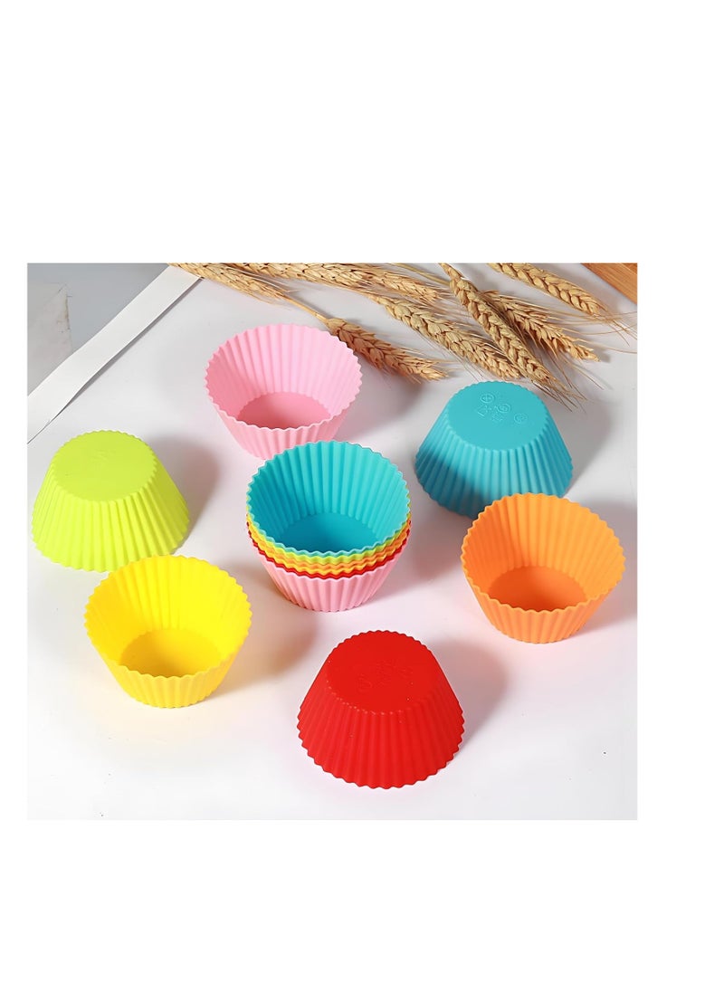 Prefer Green Baking Cups 24 Pack, Multi-color Reusable Silicone Cupcake Liners, Non-stick and Flexible Silicone Muffin Pans for Baking, Easy To Clean Silicone Cupcake Molds, 2.8 × 1.2 × 1.8 Inch  - Image 2