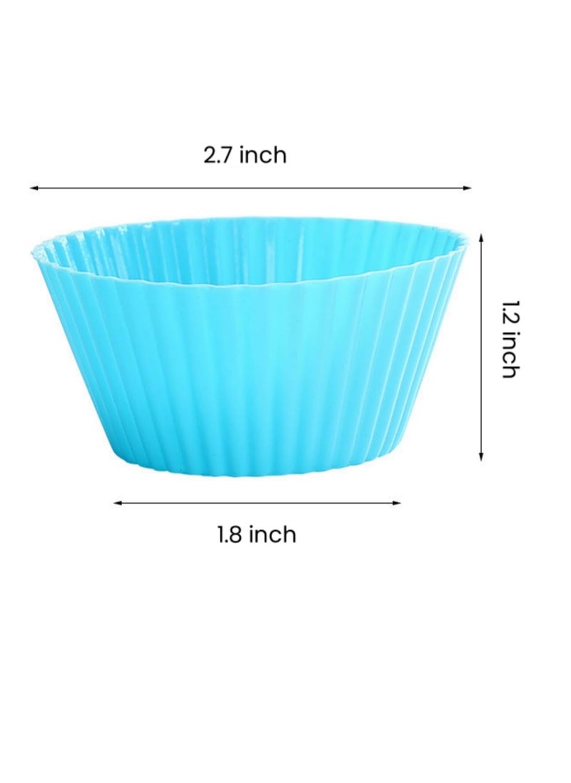 Prefer Green Baking Cups 24 Pack, Multi-color Reusable Silicone Cupcake Liners, Non-stick and Flexible Silicone Muffin Pans for Baking, Easy To Clean Silicone Cupcake Molds, 2.8 × 1.2 × 1.8 Inch  - Image 3