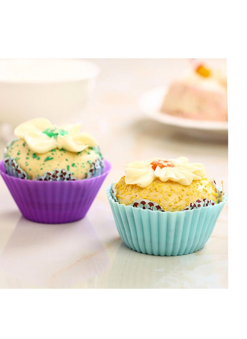 Prefer Green Baking Cups 24 Pack, Multi-color Reusable Silicone Cupcake Liners, Non-stick and Flexible Silicone Muffin Pans for Baking, Easy To Clean Silicone Cupcake Molds, 2.8 × 1.2 × 1.8 Inch  - Image 4