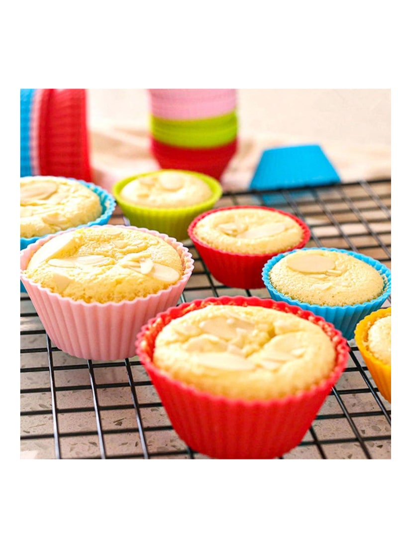 Prefer Green Baking Cups 24 Pack, Multi-color Reusable Silicone Cupcake Liners, Non-stick and Flexible Silicone Muffin Pans for Baking, Easy To Clean Silicone Cupcake Molds, 2.8 × 1.2 × 1.8 Inch  - Image 5