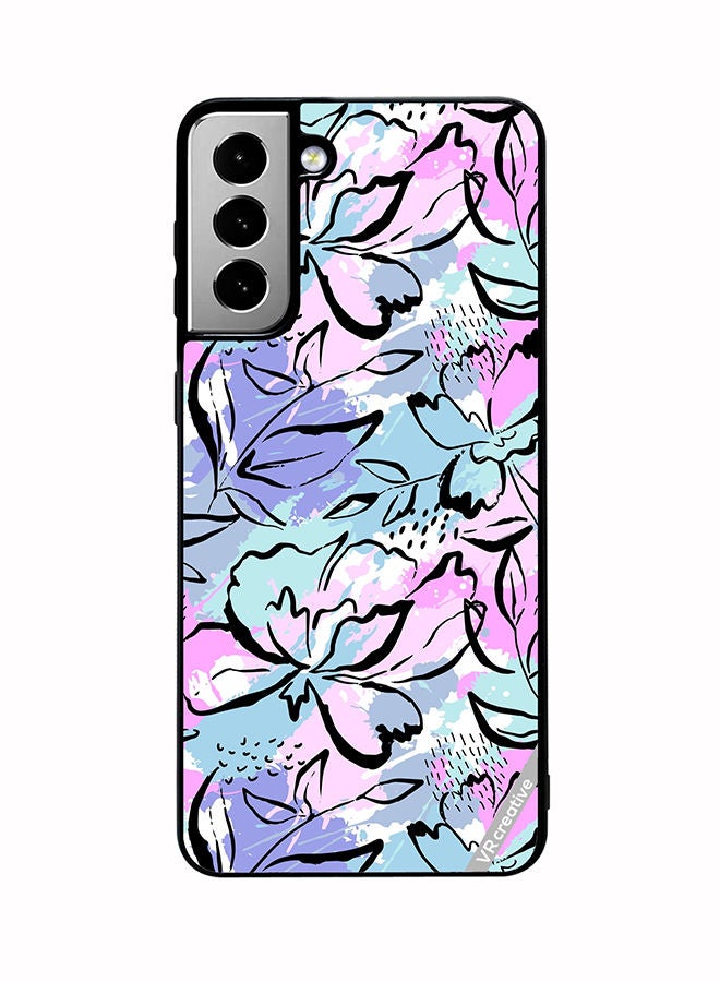 VR CREATIVE Protective Case Cover For Samsung Galaxy S21 FE 5G Abstract Flowers Print Design Multicolour - Image 1