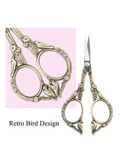 SYOSI 2 Pcs Eyebrow Scissors Vintage Stainless Steel Cuticle Precision Embroidery Scissors Beauty Grooming for Nail, Facial Hair, Eyebrow, Eyelash, Nose Hair, Moustache, Manicure Crochet Threading Tool  - Image 3