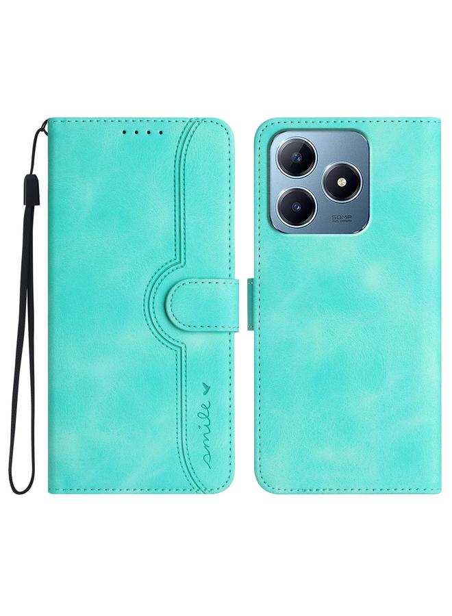 S-TOP Case For Realme C63 / C61 Global Heart Pattern Skin Feel Leather Phone Case - Image 1