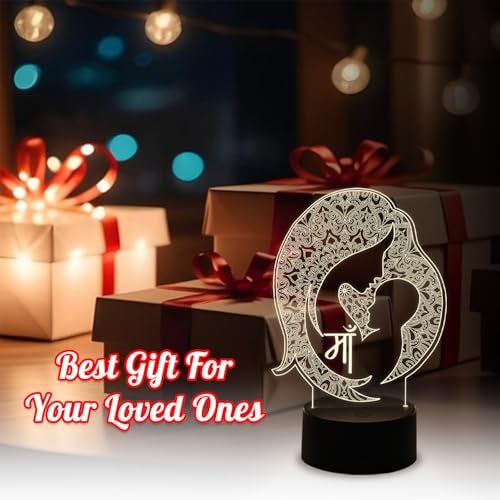 GIFTMEBAZAR 3D Illusion Baby & Mom Night Lamp with Warm White Light & USB Cable | On/Off Touch Button | Gift for Mom | Mom to Be Gift | Home Décor Light - Image 3