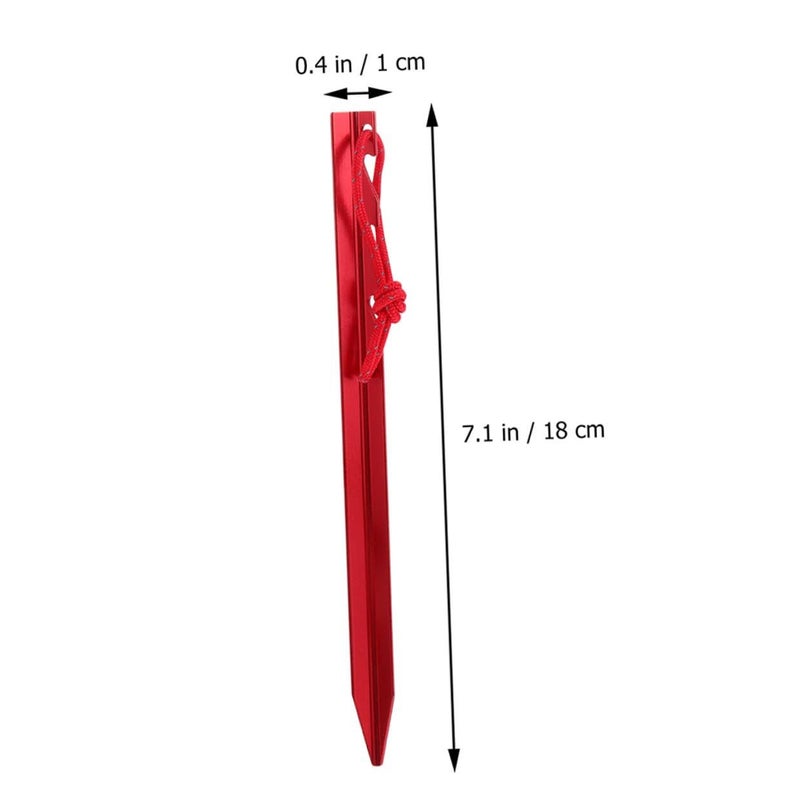 Multi Tooth Aluminum Alloy Tent Stakes 6Pcs 18cm Red With Wind Rope For Camping - Image 3