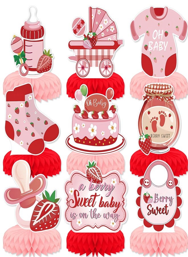 KSKSPE 9 PCS Strawberry Baby Shower Party Decorations - Image 1