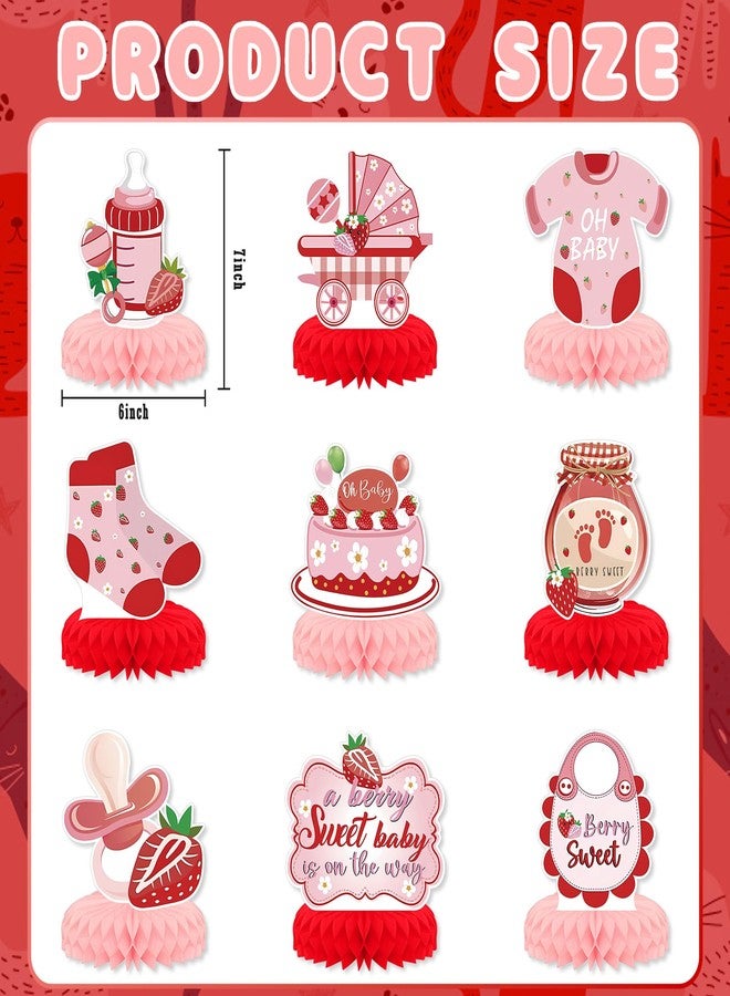 KSKSPE 9 PCS Strawberry Baby Shower Party Decorations - Image 5