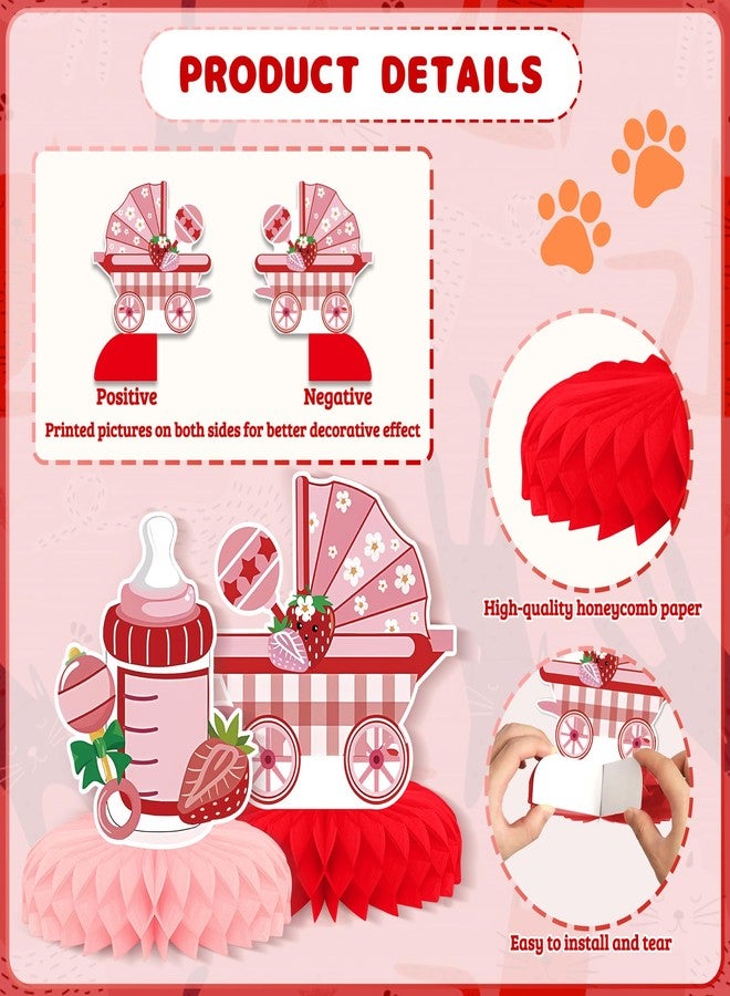 KSKSPE 9 PCS Strawberry Baby Shower Party Decorations - Image 3
