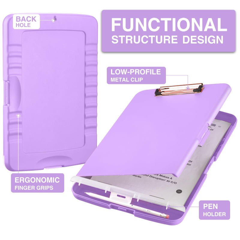 Sooez Clipboard with Storage, High Capacity Nursing Clipboard with Pen Holder, Clip Boards 8.5x11 with Storage, Low-Profile Clip, Lightweight Plastic Clipboard for Teachers, Lawers, Office Workers - Image 2