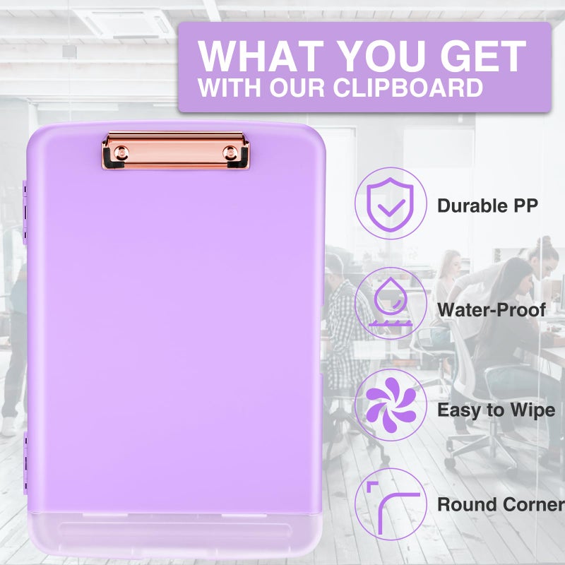 Sooez Clipboard with Storage, High Capacity Nursing Clipboard with Pen Holder, Clip Boards 8.5x11 with Storage, Low-Profile Clip, Lightweight Plastic Clipboard for Teachers, Lawers, Office Workers - Image 4