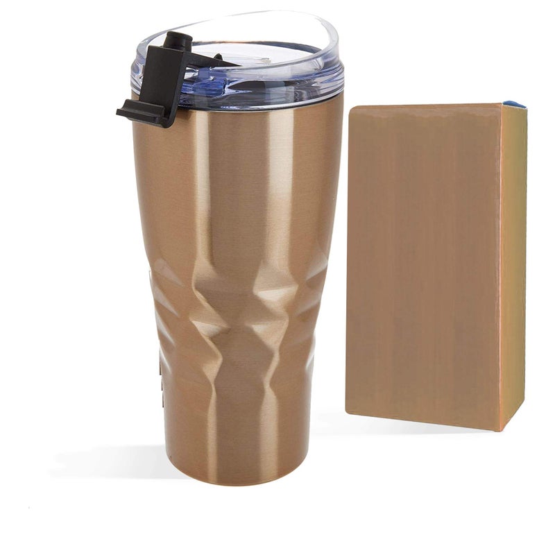Primula Peak Hot or Cold Vacuum Sealed Triple Layer Copper Technology Tumbler with Matching Colored Gift Box  20 Ounce  Champagne
