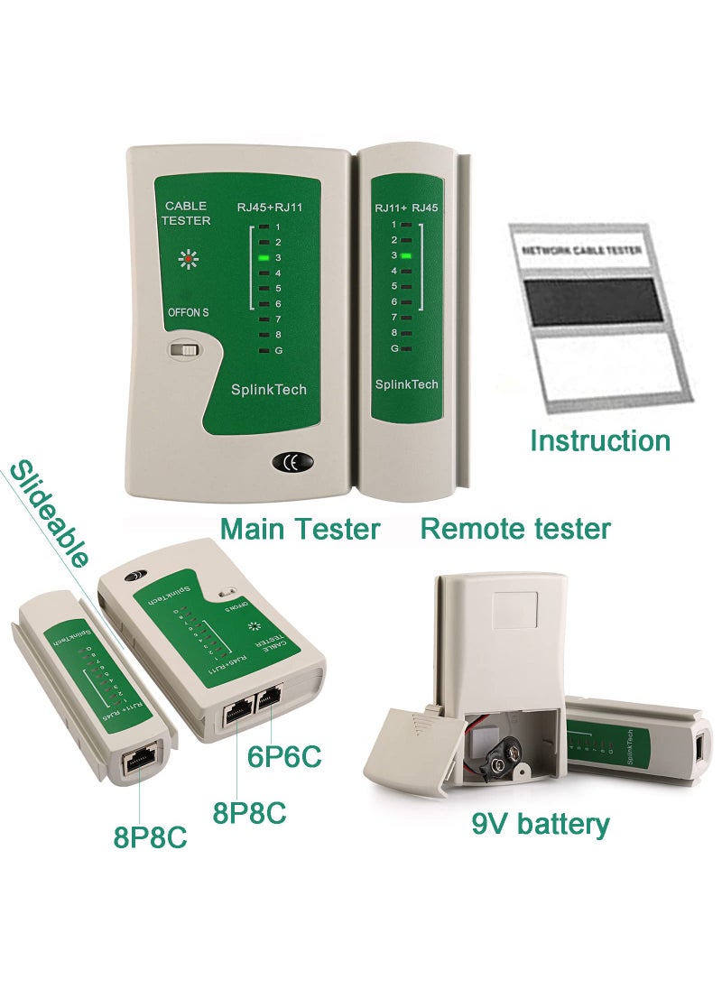 Hiija Hiija Network Tool Kit Professional Network Maintenance LAN Cable Tester, RJ45 Crimper 9 in 1 Repair Tools RJ45 Crimp Tool, 8P8C RJ45 Connectors, Cable Tester, Screwdriver, Stripping Pliers  - Image 3