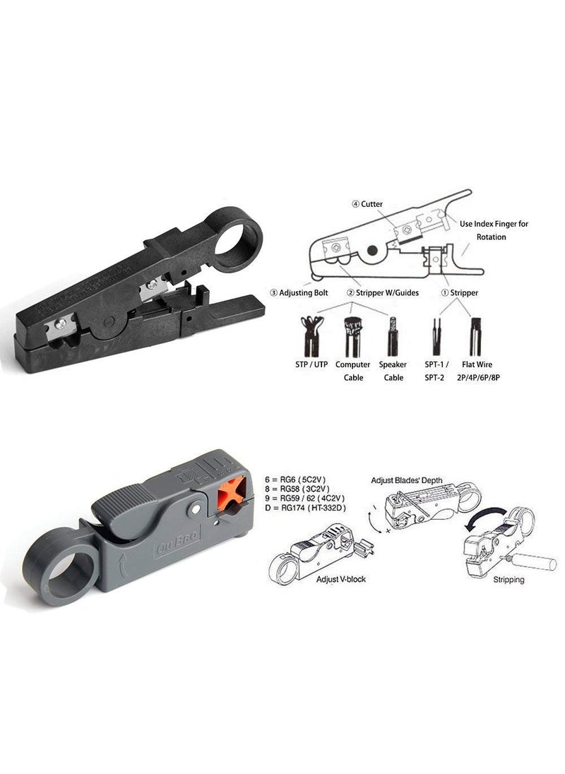 Hiija Hiija Network Tool Kit Professional Network Maintenance LAN Cable Tester, RJ45 Crimper 9 in 1 Repair Tools RJ45 Crimp Tool, 8P8C RJ45 Connectors, Cable Tester, Screwdriver, Stripping Pliers  - Image 5