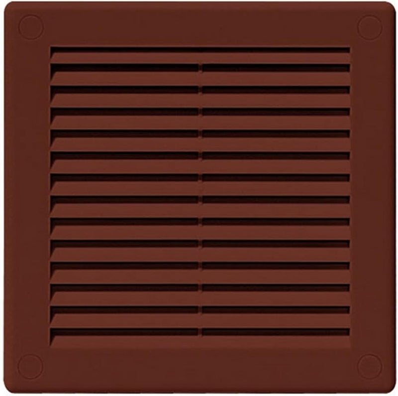 Awenta غطاء شبكة تهوية بلاستيكي من مقاس 150×150 مم (6×6 بوصة)، بني مع شبكة حشرات، وأغطية فتحات مسامير لمظهر أفضل - Image 1