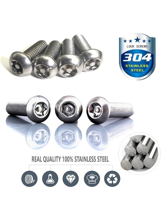 AOOTF Stainless Steel License Plate Screws - Anti Theft License Plate Frame Screws Tamper Resistant Fasteners | 1/4(M6) Security Machine Screws - Image 2