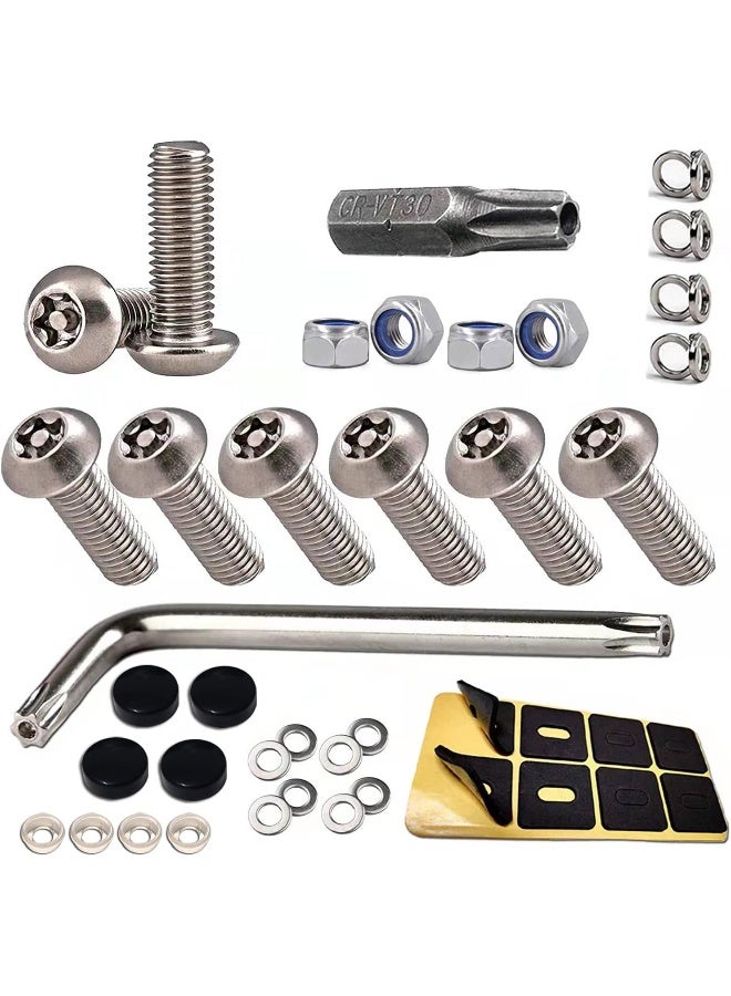 AOOTF Stainless Steel License Plate Screws - Anti Theft License Plate Frame Screws Tamper Resistant Fasteners | 1/4(M6) Security Machine Screws - Image 1