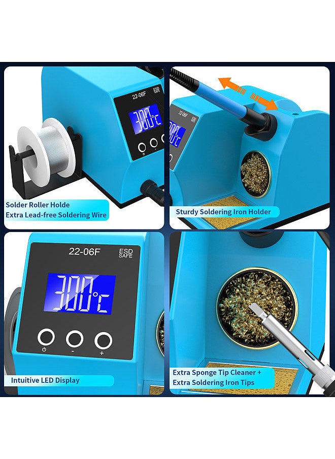 LCD Display Digital Soldering Station PID Fast Heating Temperature Control Soldering Station 60W High Power 180-480℃/365-896℉ Temperature Adjustable ℃ ℉ Unit Conversion Repairing Tool
