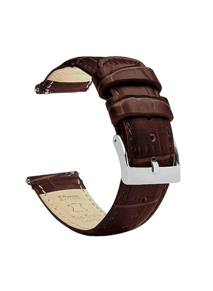 ten.tech 22mm Genuine Leather Band Compatible with Huawei Watch GT2 / GT2 PRO / GT Runner / GT3 / GT3 Pro / GT4 / GT4 Pro / Size 46mm by TenTech – brown - Image 1