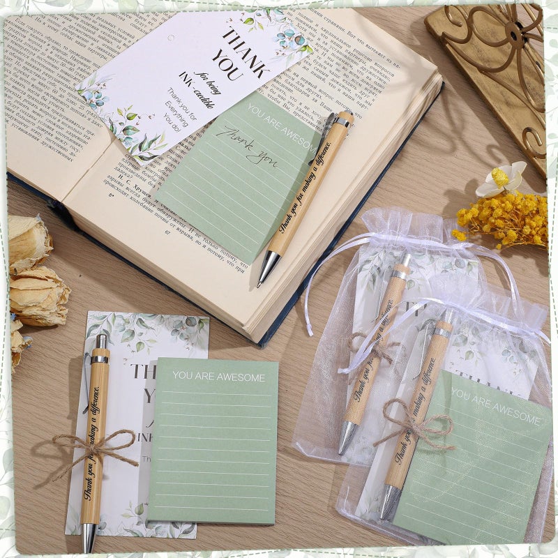 woric 20 Set Employee Appreciation Gifts Bulk Thank You Gifts with Bamboo Thank You Pens Inspirational Sticky Notes and Cards Easter Gift for Staff Volunteer Team Office Coworker Teachers - Image 2