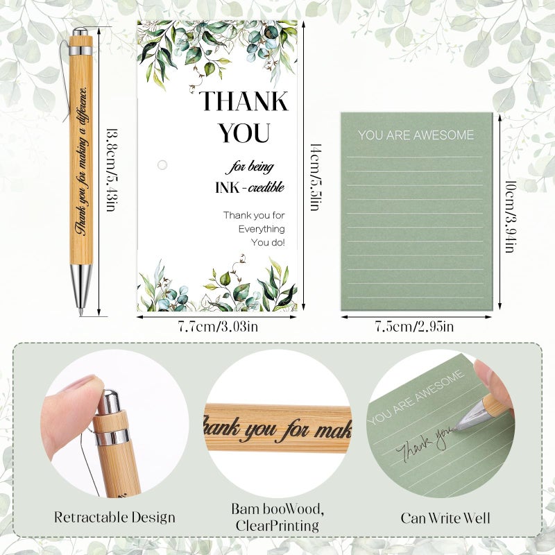 woric 20 Set Employee Appreciation Gifts Bulk Thank You Gifts with Bamboo Thank You Pens Inspirational Sticky Notes and Cards Easter Gift for Staff Volunteer Team Office Coworker Teachers - Image 5