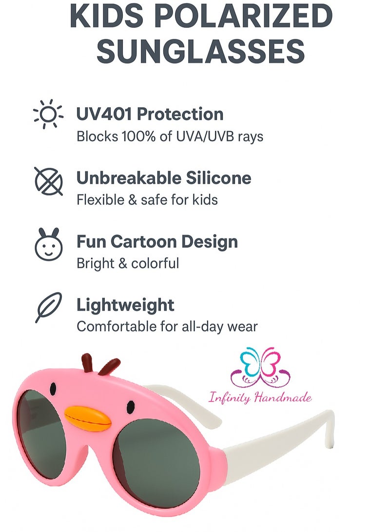 نظارات شمسية مستقطبة للأطفال، تصميم كرتوني، إطار سيليكون غير قابل للكسر، حماية من الأشعة فوق البنفسجية 400، مناسبة للأولاد والبنات. - Image 4