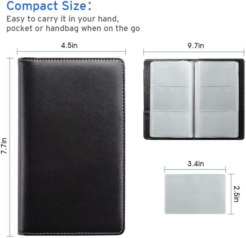 Sooez Leather Professional Business Card Book Holder Organizer, 240 Capacity Credit Card Booklet, PU Name Cards Holder Storage File for Men Women, Grass Green - Image 5
