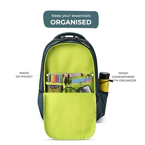 Gear Fiction 1 Backpack 19"/40L Large Water Resistant School Bag/Casual Backpack/Daypack/Kids Bag for Boys/Girls (Green-Green) - Image 5