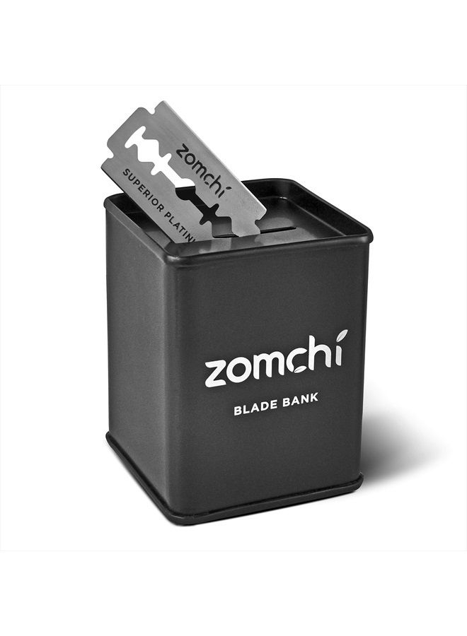 zomchi صندوق شفرات الحلاقة لتخزين شفرات الحلاقة الآمنة، علبة التخلص من شفرات الحلاقة ذات الحافتين المستخدمة (أسود) - Image 1
