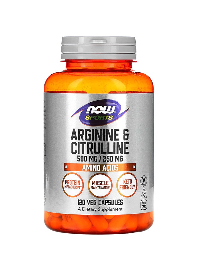 Now Foods Pack Of 2 Arginine And Citrulline Dietary Supplement 500/250 mg - 240 Capsules - Image 1