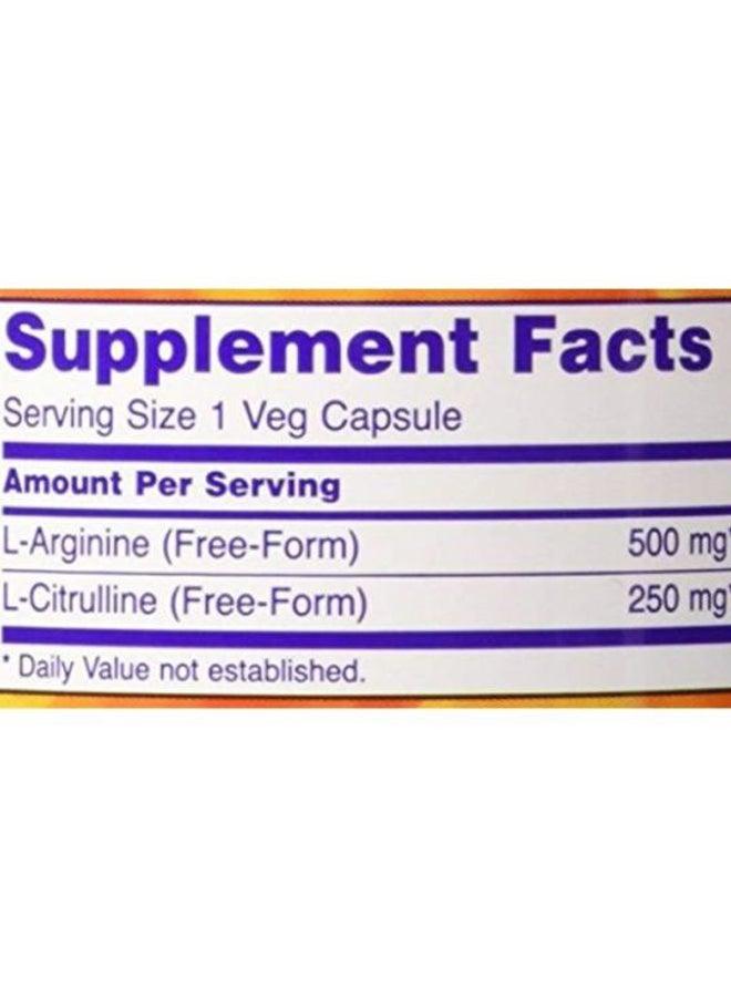 Now Foods Pack Of 2 Arginine And Citrulline Dietary Supplement 500/250 mg - 240 Capsules - Image 3