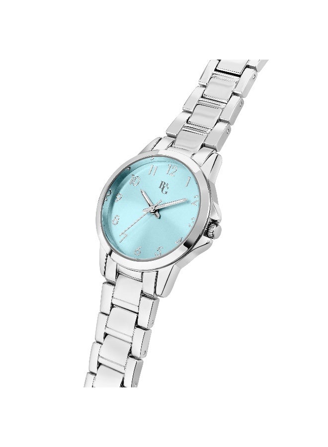 B&G Women's Blue Round Analog Dial with Silver Alloy Band Watch - 28mm - R3853285508 - Image 2