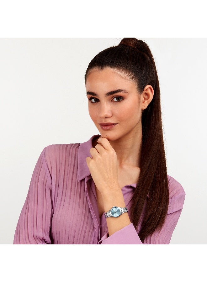 B&G Women's Blue Round Analog Dial with Silver Alloy Band Watch - 28mm - R3853285508 - Image 5