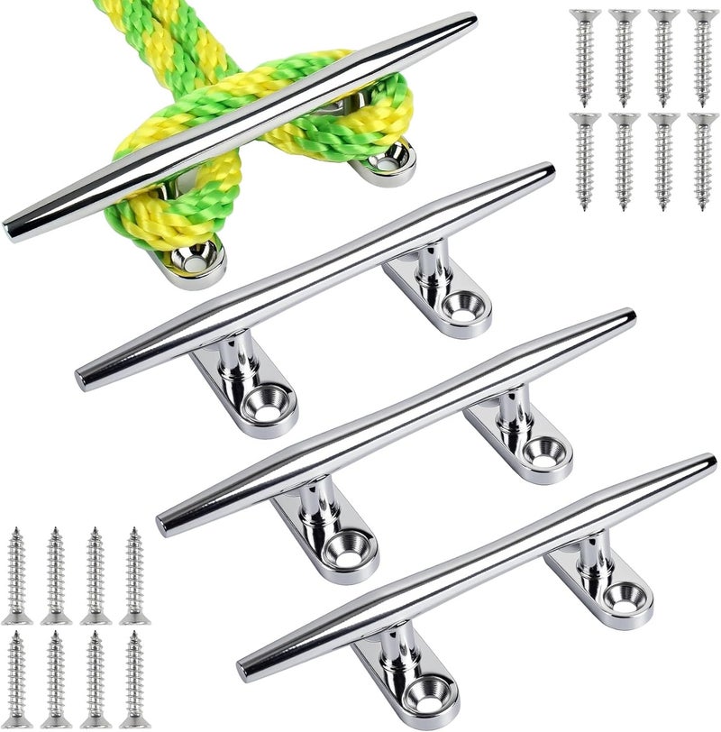 VEITHI 4/5/6 inch Dock Cleats - 316 Stainless Steel Boat Cleats Boat Dock Cleats,Open Base Dock Cleat with Fasteners,Marine Cleat Rope Cleat Boat Cleat for Boat/Deck/Nautical Decor(1,2,4,6,8 Pack) - Image 1