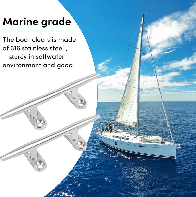 VEITHI 4/5/6 inch Dock Cleats - 316 Stainless Steel Boat Cleats Boat Dock Cleats,Open Base Dock Cleat with Fasteners,Marine Cleat Rope Cleat Boat Cleat for Boat/Deck/Nautical Decor(1,2,4,6,8 Pack) - Image 4