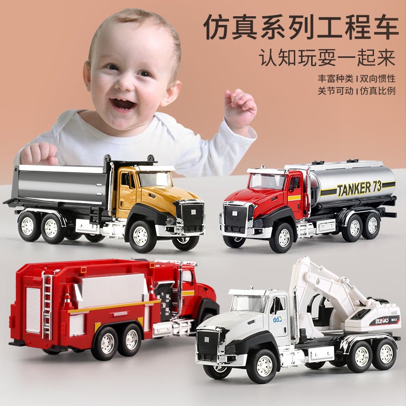 Fire Alloy Engineering Vehicle Model Children'S Toy 3 To 6 Years Old Mixer Excavator Boy Engineering Vehicle Set - Image 2