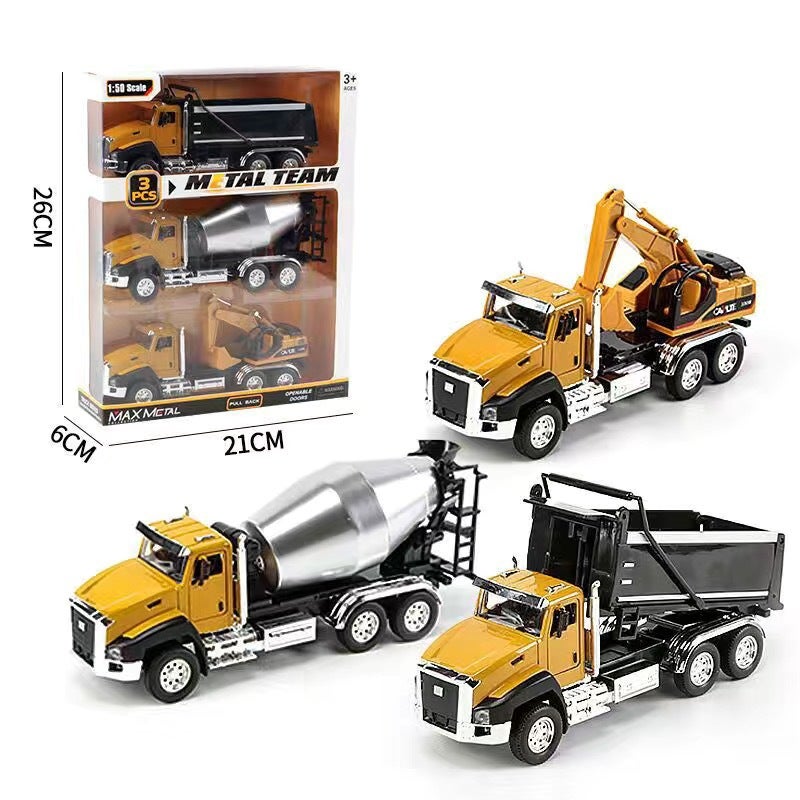 Fire Alloy Engineering Vehicle Model Children'S Toy 3 To 6 Years Old Mixer Excavator Boy Engineering Vehicle Set - Image 4