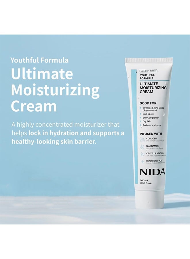 نيدا تركيبة شبابية، كريم ترطيب مكثف | سنتيلا آسياتيكا، نياكيناميد، حمض الهيالورونيك، كولاجين | التجاعيد، الخطوط الدقيقة، البقع الداكنة، البشرة الجافة، الاحمرار | 3.38 أونصة سائلة، 100 مل - Image 2
