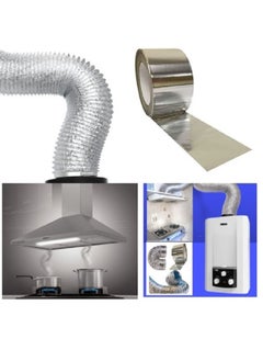 Shams Hobby or chimney expands to 7.5 meters and 6 inches (15.06 cm) in diameter, made of thermally expandable aluminum for kitchen hood, gas heater and air conditioning + a special thermal paste roll of 23 yards + a hobby hood with a button to control opening and closing  - Image 1