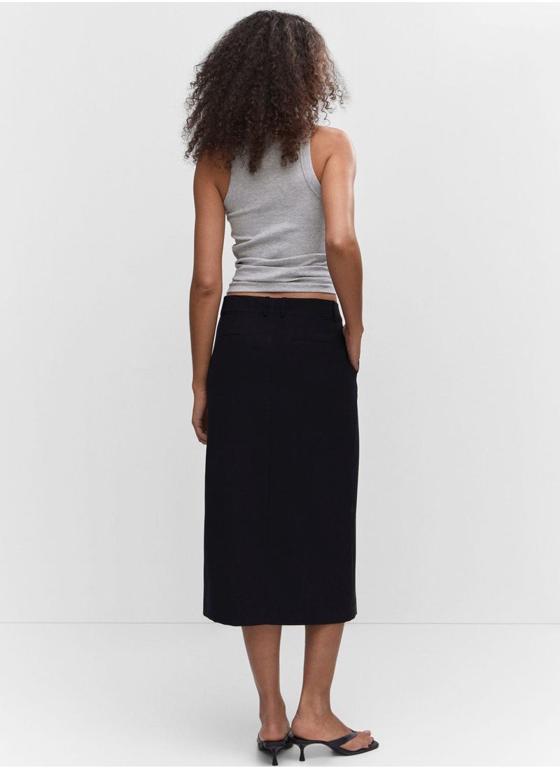 MANGO - Front Slit Pocket Detail Skirt - Image 1