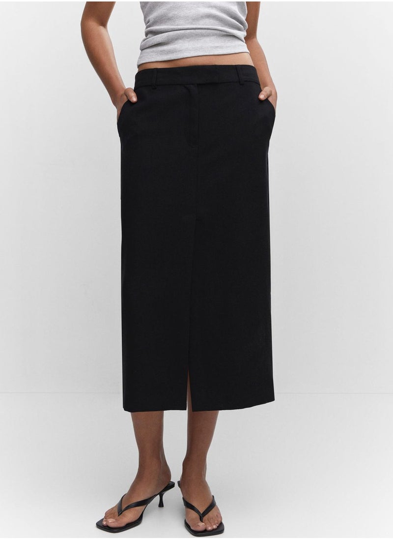 MANGO - Front Slit Pocket Detail Skirt - Image 1