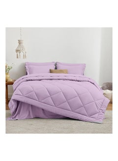 SIGNOOLA Signoola Diamond Microfiber Heavy Comforter, 3.5 kg ,Set of 6 Piece (1 Comforter Blanket , 2 Pillow Cases , 1 Fitted sheet and 2 Pillows ), (180 cm x 240 cm),Double Bed Blanket for Winter Mauve Color  - Image 1