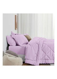 SIGNOOLA Signoola Diamond Microfiber Heavy Comforter, 3.5 kg ,Set of 6 Piece (1 Comforter Blanket , 2 Pillow Cases , 1 Fitted sheet and 2 Pillows ), (180 cm x 240 cm),Double Bed Blanket for Winter Mauve Color  - Image 3