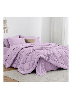 SIGNOOLA Signoola Diamond Microfiber Heavy Comforter, 3.5 kg ,Set of 6 Piece (1 Comforter Blanket , 2 Pillow Cases , 1 Fitted sheet and 2 Pillows ), (180 cm x 240 cm),Double Bed Blanket for Winter Mauve Color  - Image 2