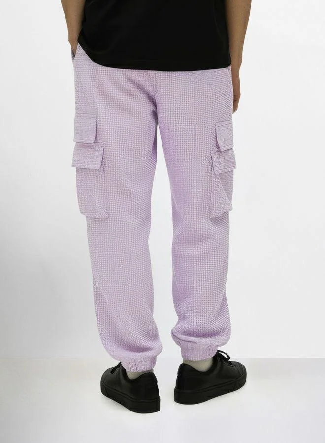 شركة المرآب الهندية Men Loose Fit Solid Cargo Pocket Mid-Rise Joggers