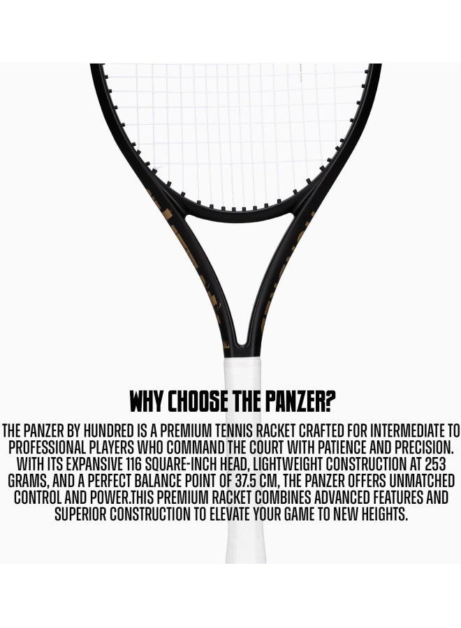 HUNDRED Panzer Strung Tennis Racket With Full Cover | 3 Points Head Heavy | Grip Size 2 (4 1/4 Inches) | 253 Grams (Black) - Image 5