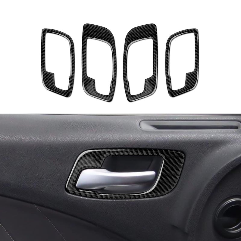 BRMYL Inner Door Handle Bowl Cover Decals for 20112023 Dodge ChargerChrysler 300 Accessories Carbon Fiber Interior Stickers Without Memory Seat