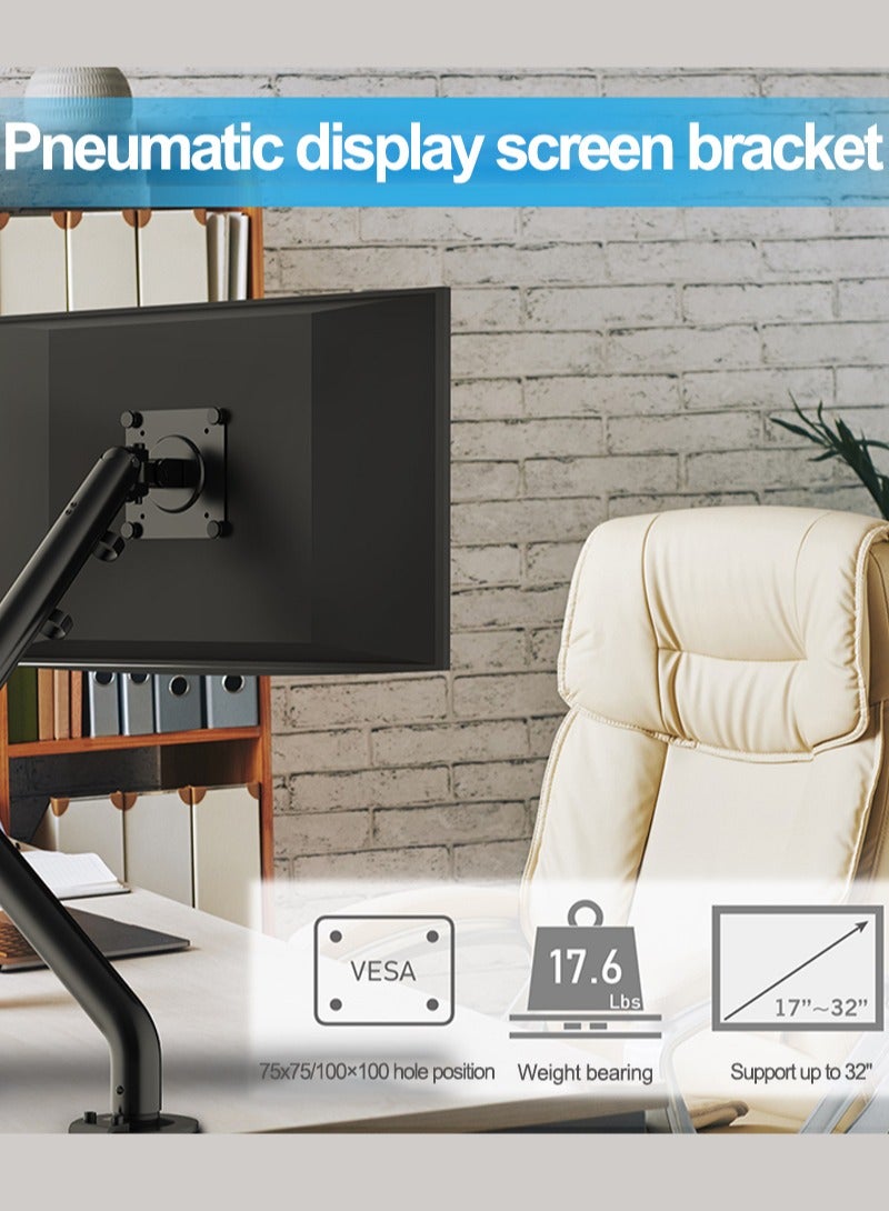 FlashHawk Single Monitor Arm Stand, Gas Spring Monitor Arm for 17-32 inch Flat/Curved/Ultrawide Monitors with C-clamp and Grommet Option - Image 2